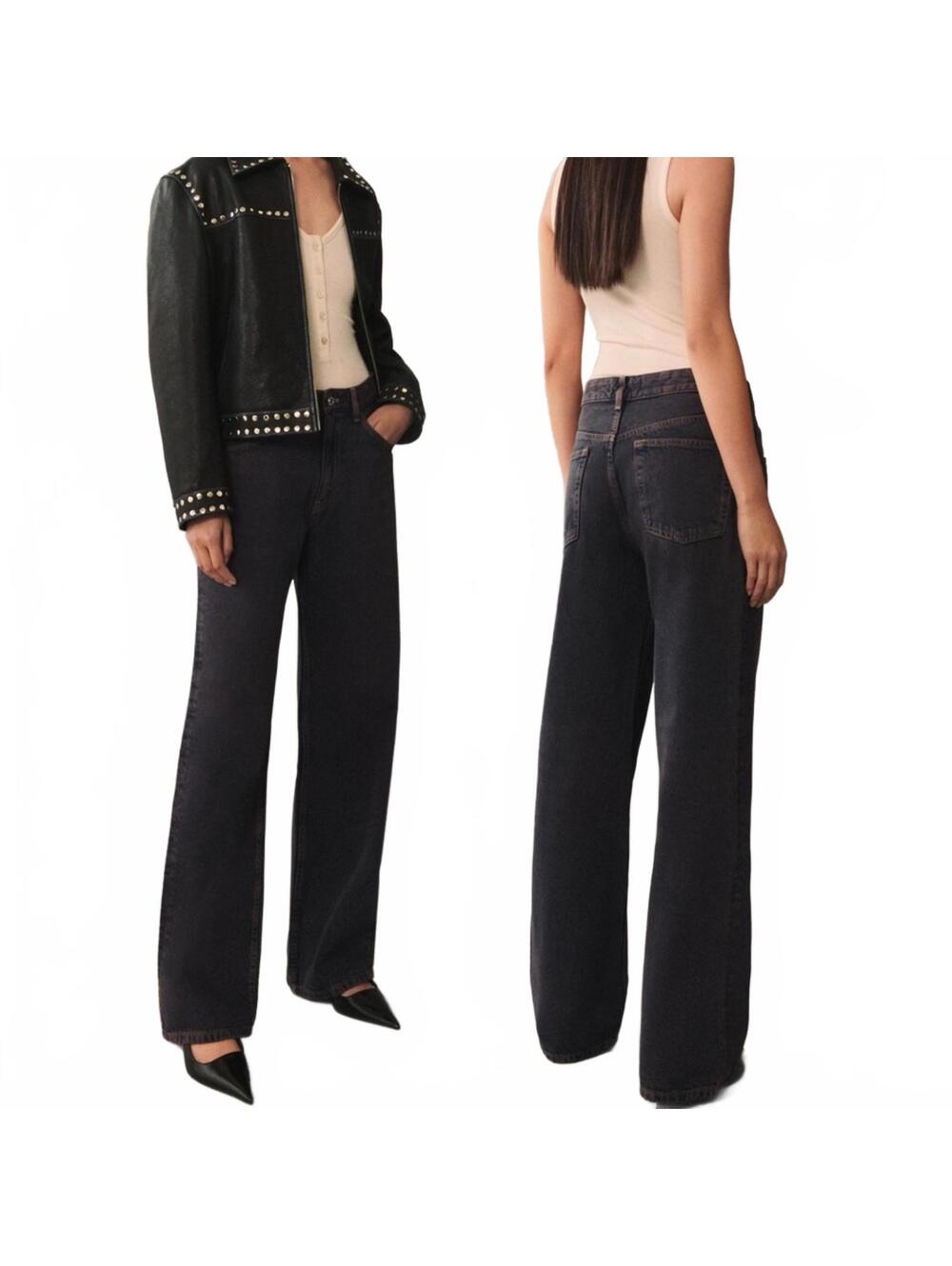 Mango Miami Medium-Rise Straight-Fit Jeans NWT Plum Size 2 (EUR 34)